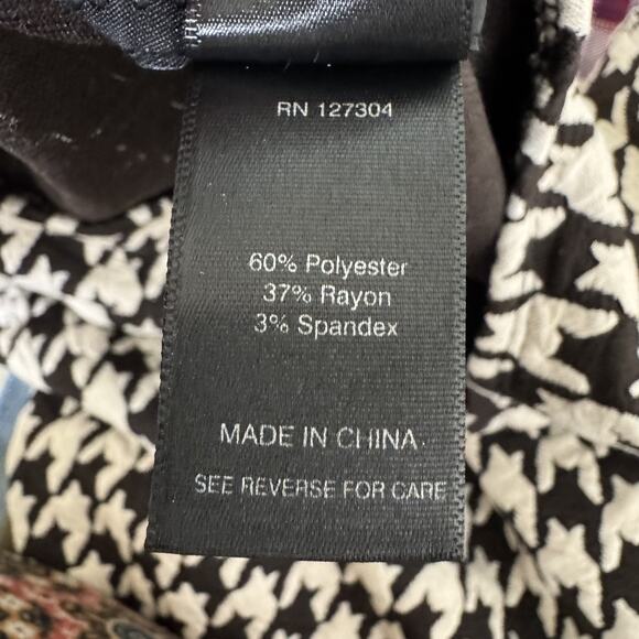 Ali Miles Top Womens Medium Black White Houndstooth Bell Sleeve Artsy Langenlook - Picture 5 of 11